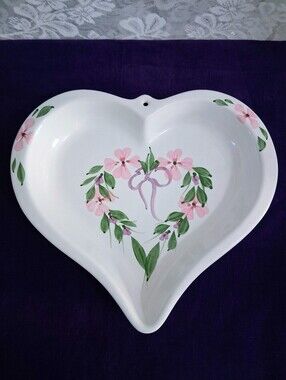 Vintage Large Clay Design Heart Dish Mold Dessert Baking
